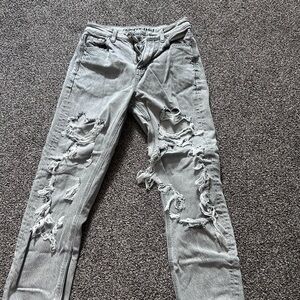 American Eagle Outfitters Ripped Gray Boyfriend Jeans